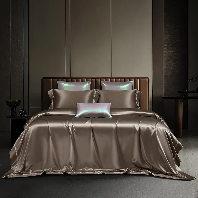 Home Textiles Premium - Premium 4-teiliges Bettbezug-Set aus Maulbeerseide Super/Cal