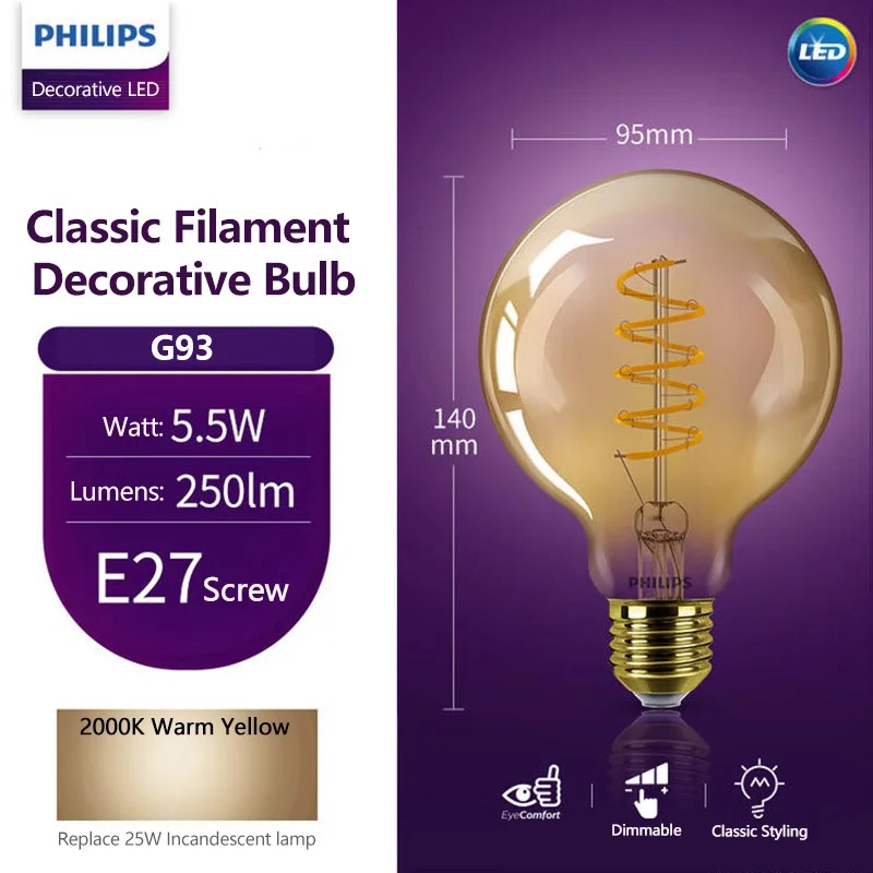 Philips Bulb Led Classic - Philips LED-Lampe G93 Classic Filament Dekorative