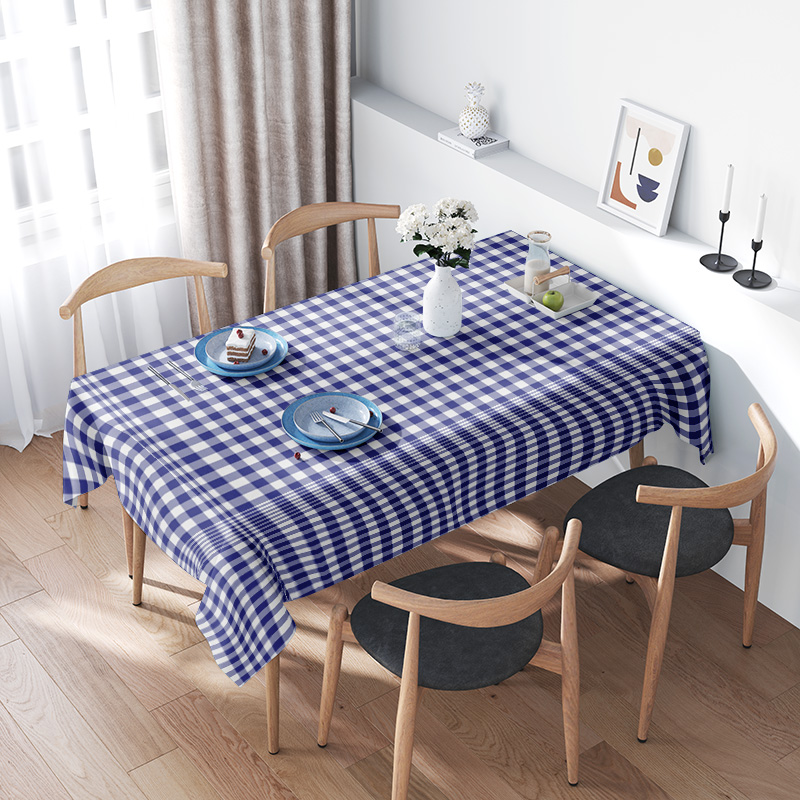 Home Textiles Premium - Klassische karierte Tischdecke – hochwertiger blauer