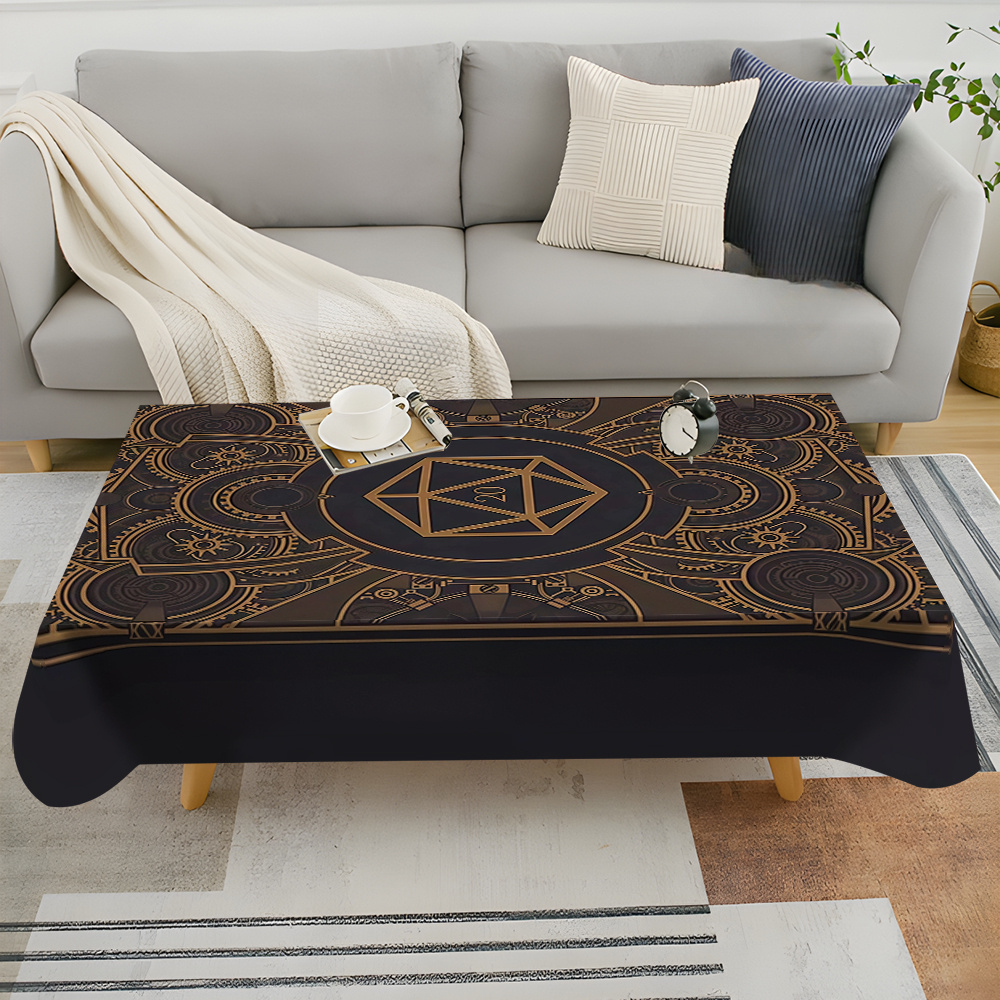 Home Textiles Fabric - Steampunk-Tischdecke mit schwarzem goldenem Zahnradmuster –