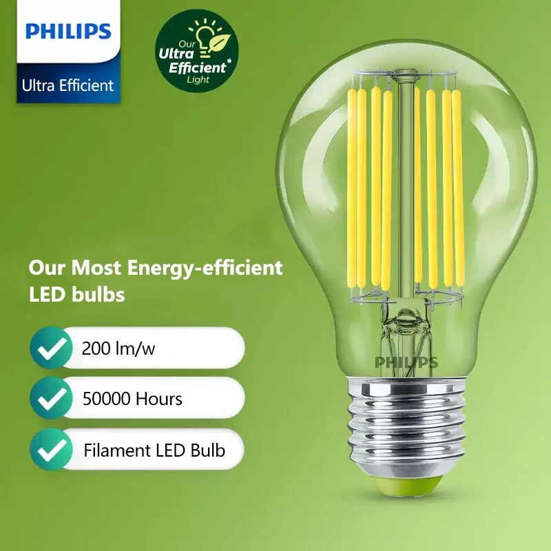 Philips Bulb Led Classic - Philips Ultra-Effiziente LED-Glühlampe, klar, A60, E27,