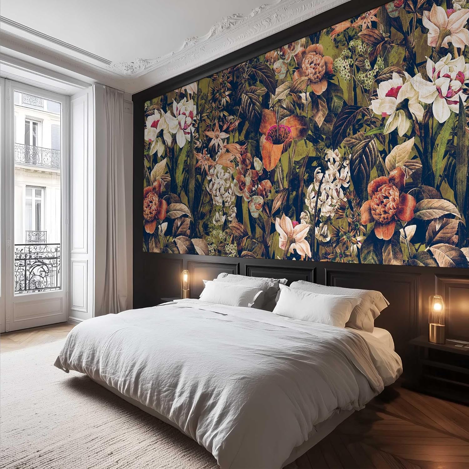 Home Textiles Luxury Curtains - Luxuriöser Blumen-Wandteppich als Bett-Hintergrund, Wandbehang, Stoff-Wandteppich,