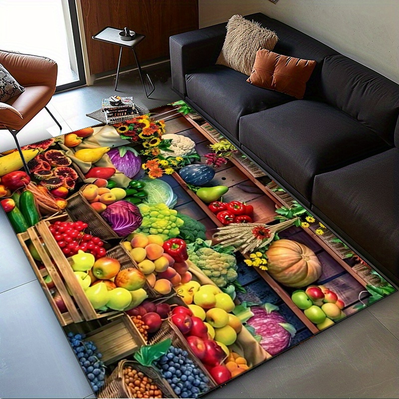 Home Textiles Market - Lebhafter Fruchtmarktteppich für Küchen- und Essbereiche