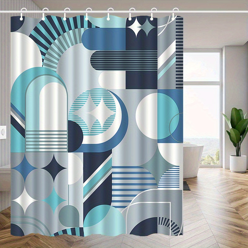Home Textiles Luxury Curtains - Duschvorhang mit geometrischem blauen abstrakten Muster,