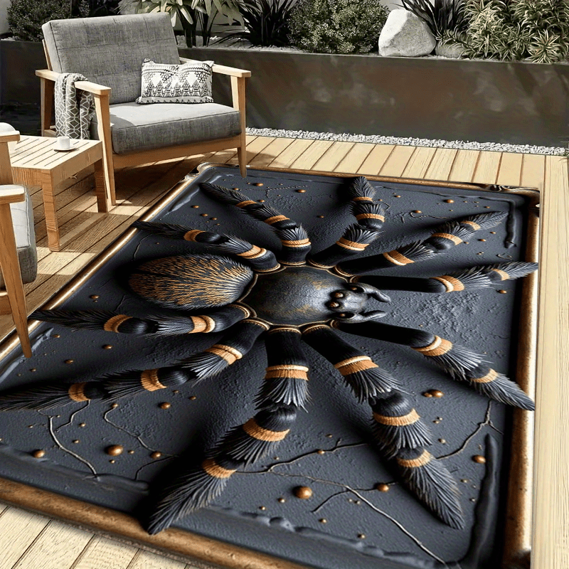 Home Textiles Rug - Schwarze Eingangsmatte mit Spinnenmuster, rutschfester Bodenteppich