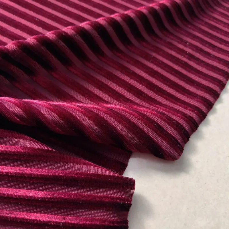 Home Textiles Luxury Curtains - Samtstoffstoff, wunderschöner seidiger Streifenstoff für Samtkleid,