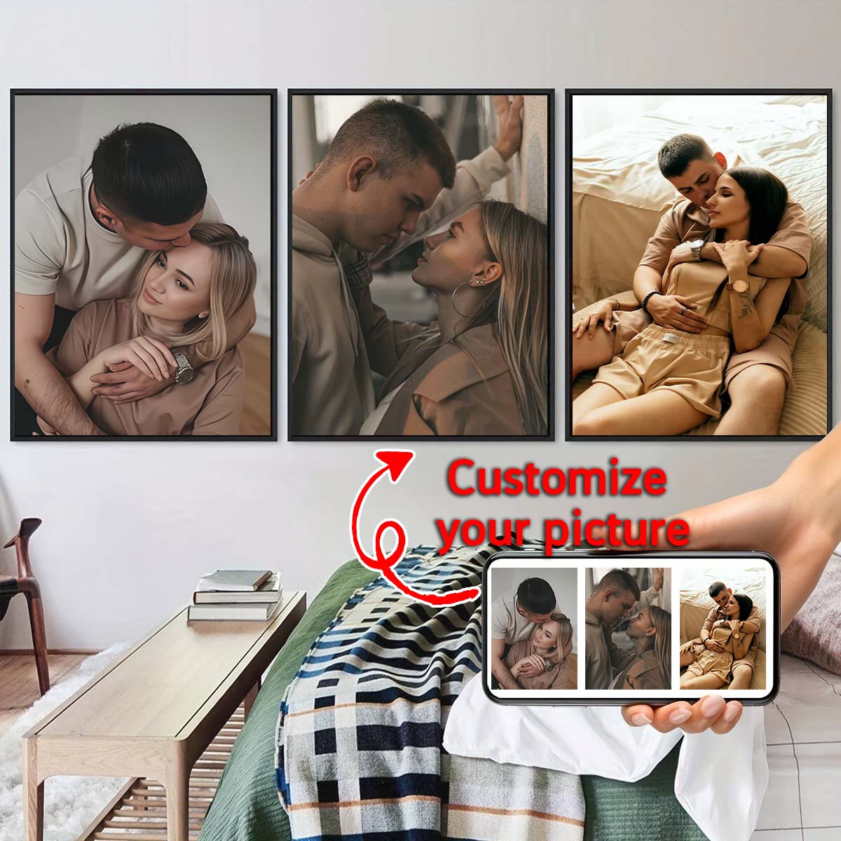 Triptychon - 2D-Foto-Holzrahme – Home Textiles Fabric Bewertung und Preis