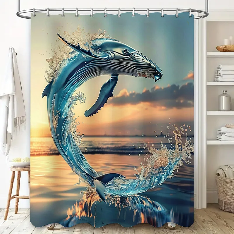 Blauwal-Druck-Duschvorhang, wa – Home Textiles Luxury Curtains Bewertung und Preis