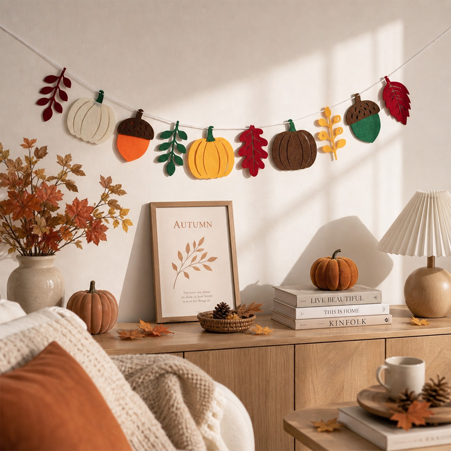 Herbstliche Kürbisblätter-Flag – Home Textiles Fabric Bewertung und Preis