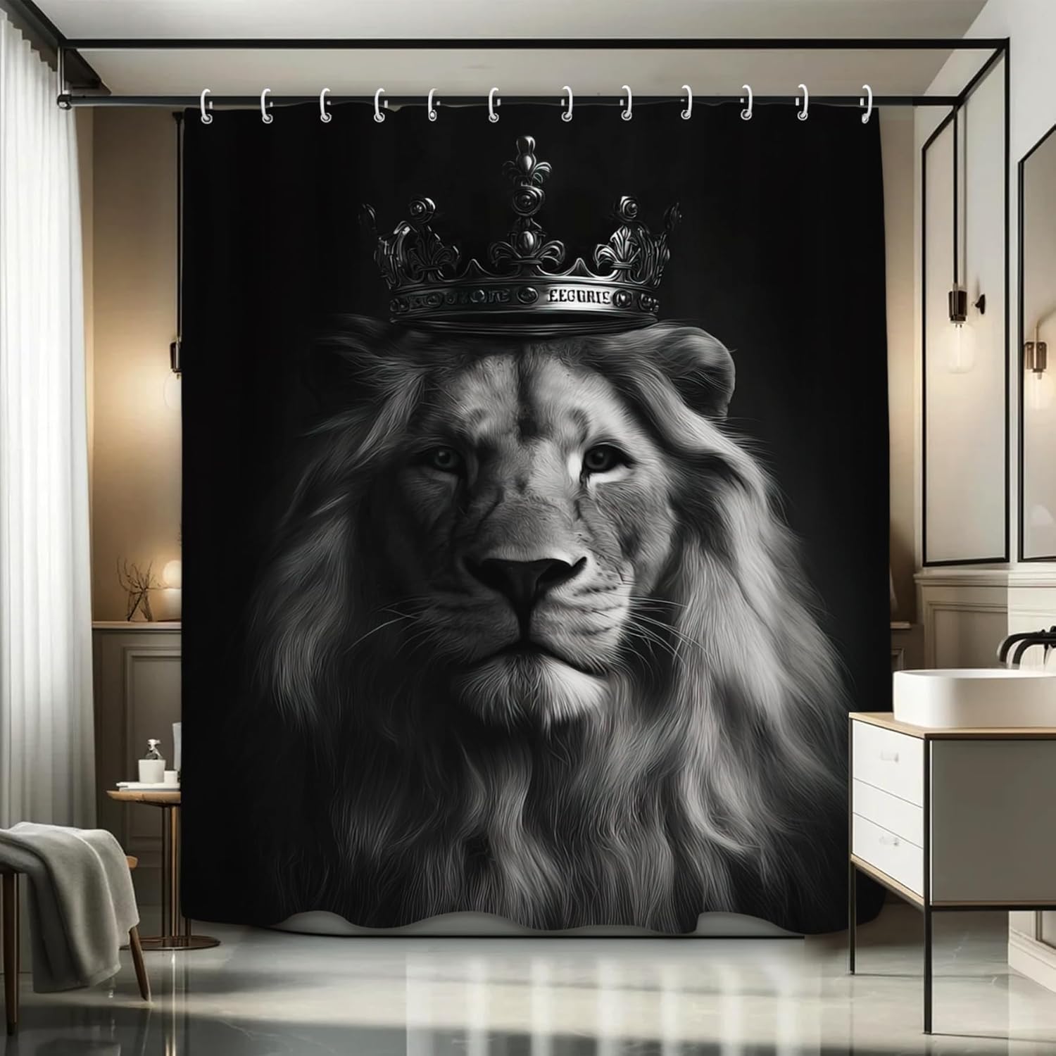 Majestätischer Löwenkönig-Kron – Home Textiles Luxury Curtains Bewertung und Preis