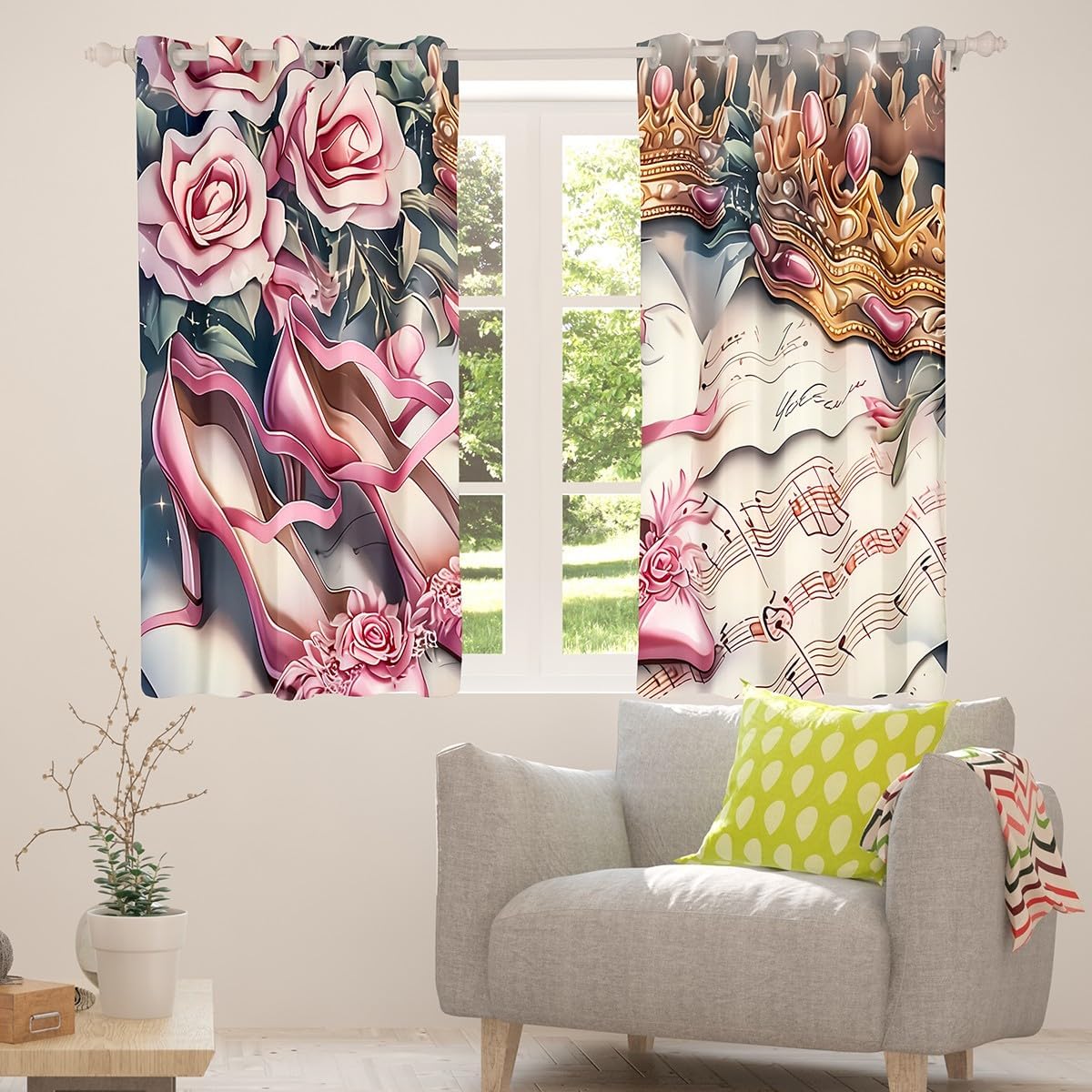 Rosa Rosen-Duschvorhang, Fenst – Home Textiles Luxury Curtains Bewertung und Preis